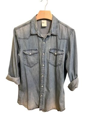 H&M Light Blue Denim Button-Down Shirt